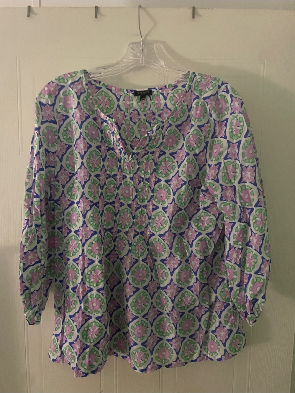 Talbots Lavender, Green & Blue Printed Tunic Blouse